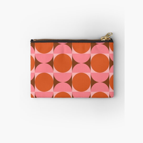 Item preview,  Minimalist Mid century modern abstract circles and half circles pattern in pink and orange  designed and sold by Yasminepatterns .