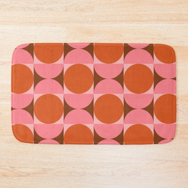 Item preview,  Minimalist Mid century modern abstract circles and half circles pattern in pink and orange  designed and sold by Yasminepatterns .
