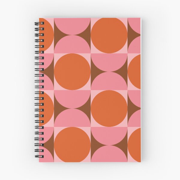 Item preview,  Minimalist Mid century modern abstract circles and half circles pattern in pink and orange  designed and sold by Yasminepatterns .