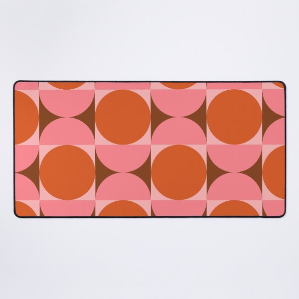 Item preview, Minimalist Mid century modern abstract circles and half circles pattern in pink and orange designed and sold by Yasminepatterns .