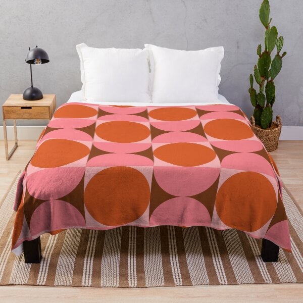 Item preview, Minimalist Mid century modern abstract circles and half circles pattern in pink and orange designed and sold by Yasminepatterns .