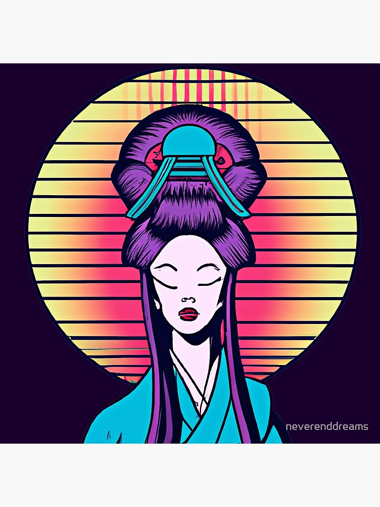 Retro Japanese Geisha Girl Vaporwave Cyberpunk Popart Urban Style Poster For Sale By 6664