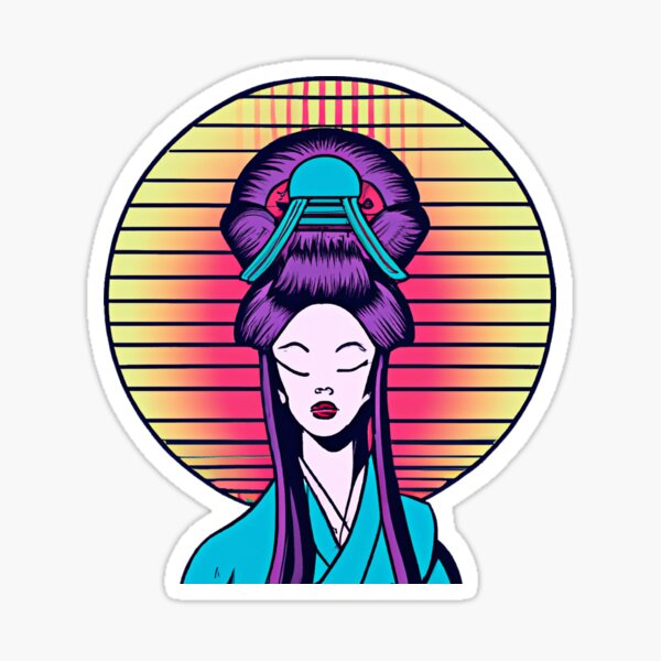 Retro Japanese Geisha Girl Vaporwave Cyberpunk Popart Urban Style Sticker For Sale By 4025