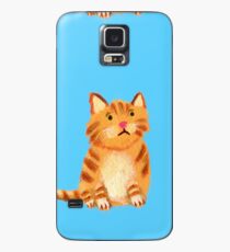 Ginger Cat on blue Case/Skin for Samsung Galaxy