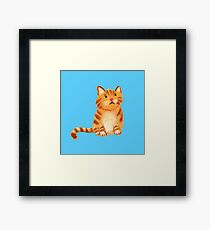 Ginger Cat on blue Framed Print