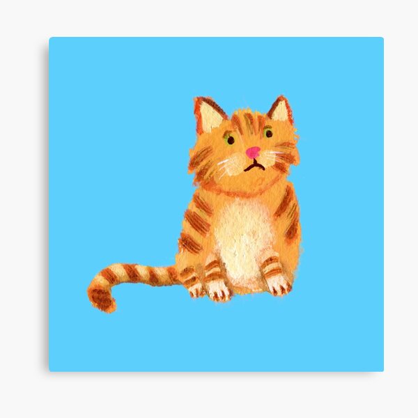 Ginger Cat on blue Canvas Print