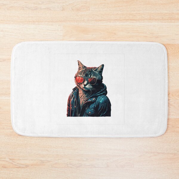 Item preview, Cool Cat wearing Leather Jacket designed and sold by RayFineArt.