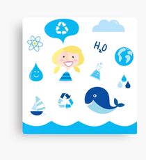 H20 ICONS BLUE ON WHITE Canvas Print