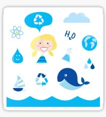 H20 ICONS BLUE ON WHITE Sticker