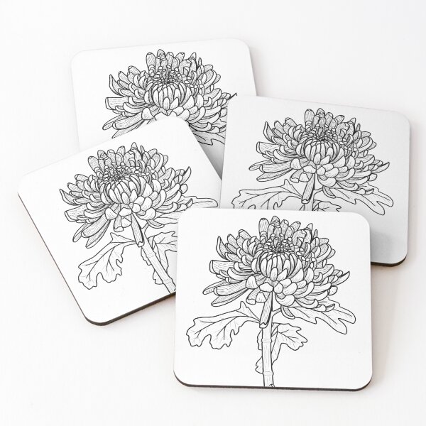 Item preview, Chrysanthemum Fine Line Drawing designed and sold by BluebellPainter.