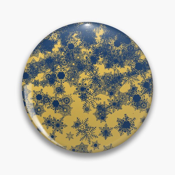 Artikelvorschau, Blizzard - Blaue Schneeflocken auf goldenem Hintergrund entworfen und verkauft von illustratious.
