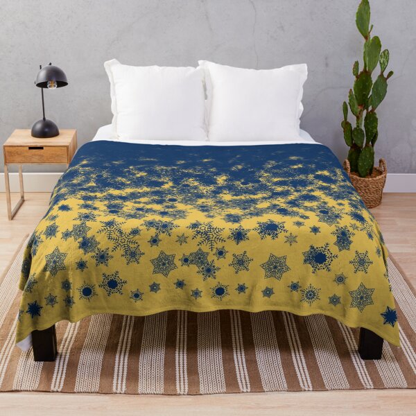 Item preview, Blizzard - Blue snowflakes on a golden background designed and sold by illustratious.