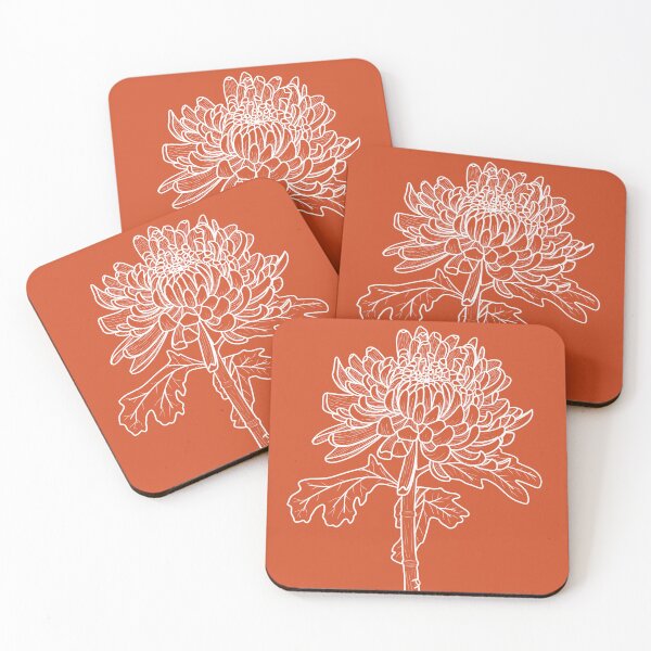 Item preview, Chrysanthemum White Fine Line Drawing designed and sold by BluebellPainter.