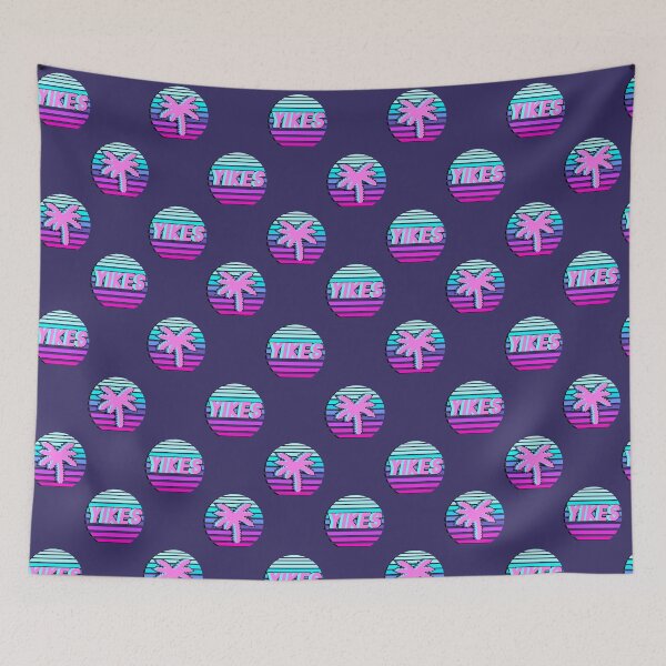 Item preview, Vaporwave sin patrón con palmas y palabras "yikes". designed and sold by InnaPoka.