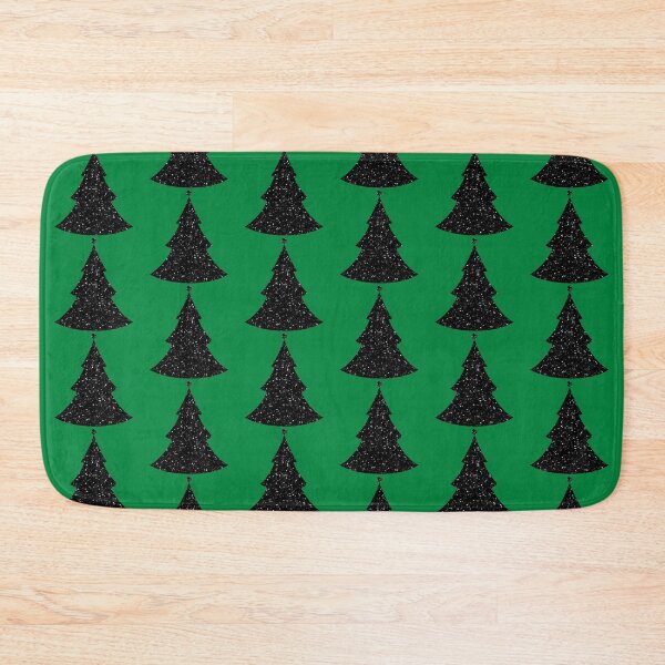 Item preview, Printed image of sparkling black sequins Xmas tree pattern on green background designed and sold by JaReVa.