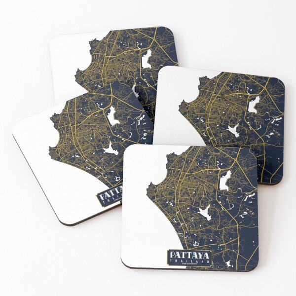 Item preview, Pattaya City Map of Thailand - Gold Art Deco designed and sold by deMAP.