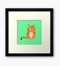 Ginger Cat on green Framed Print