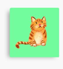 Ginger Cat on green Canvas Print