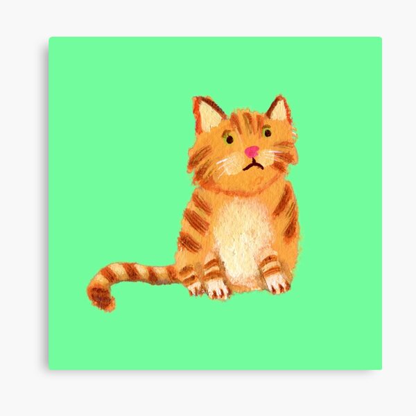 Ginger Cat on green Canvas Print