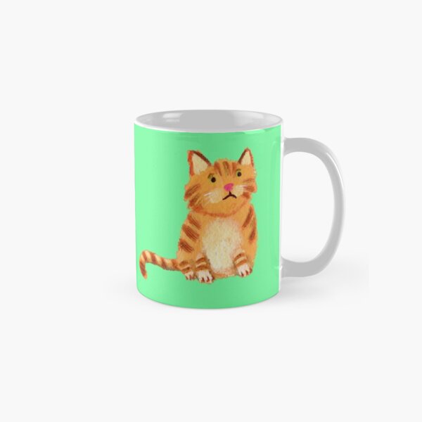 Ginger Cat on green Classic Mug