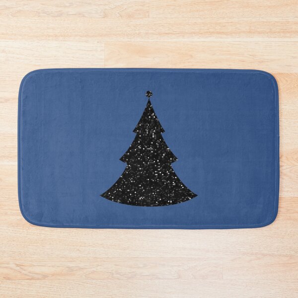 Item preview, Printed image of sparkling black sequins Xmas tree on classic blue background designed and sold by JaReVa.