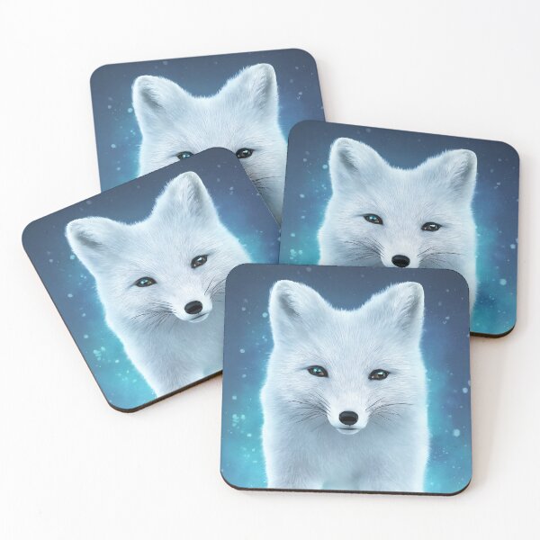 Item preview, product render poster vivid colors divine proportion Arctic fox, ice and snow, glowing fog intricate, elegant, highly detailed, digital painting, concept art, smooth, sharp focus, illustration designed and sold by DrawItOnce.