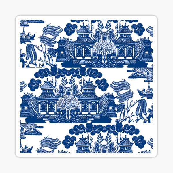 Blue Willow Chinoiserie Blue And White Porcelain Inspiration Sticker