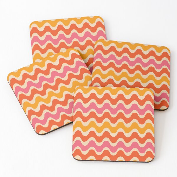 Item preview,  Retro style  Waves  Pattern in pink, orange and red designed and sold by Yasminepatterns .