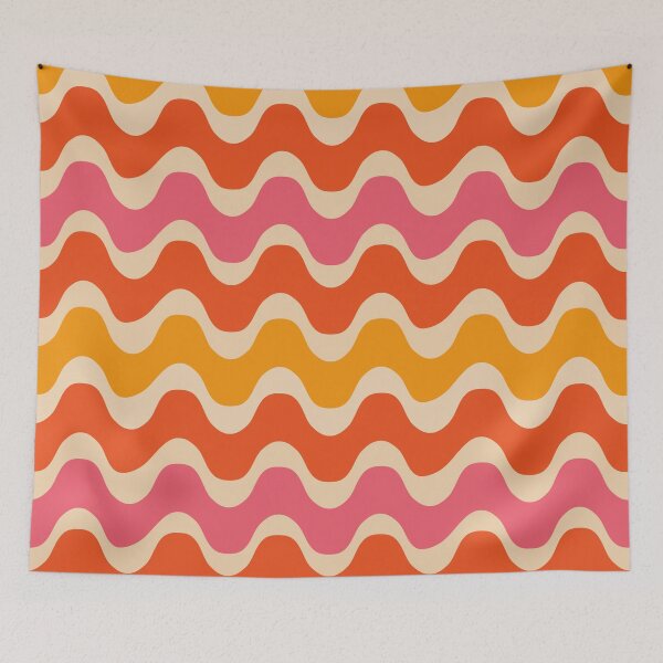 Item preview,  Retro style  Waves  Pattern in pink, orange and red designed and sold by Yasminepatterns .