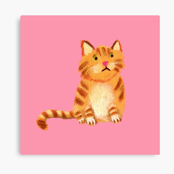 Ginger Cat on pink Canvas Print