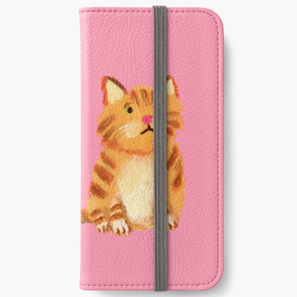 Ginger Cat on pink iPhone Wallet