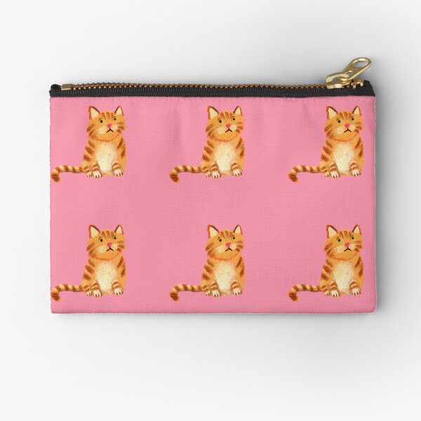 Ginger Cat on pink Zipper Pouch