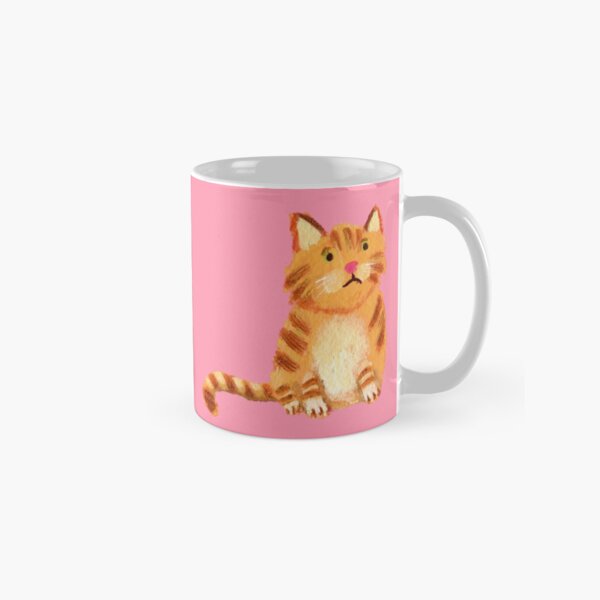 Ginger Cat on pink Classic Mug