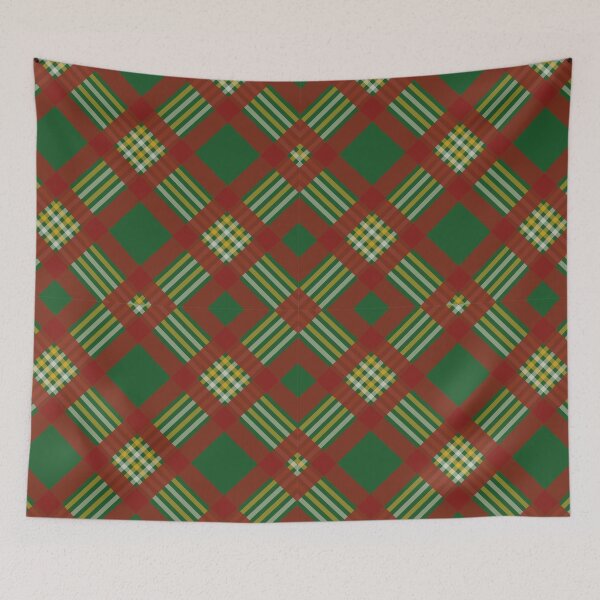 Item preview, Red and Green Four Lines Symmetry Diagonal Checked Square Diamond Geometric Christmas Pattern designed and sold by Moyanana.