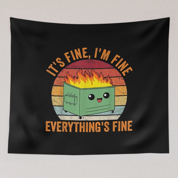 Item preview, Funny Cat shirt, It's Fine I'm Fine Everything Is Fine Cat T-Shirt designed and sold by Glitche-Shop.