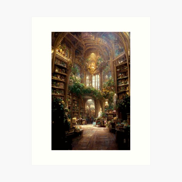 Golden Antique Library Conservatory Art Print