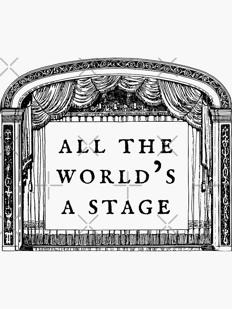 Thumbnail 3 of 3, Sticker, Shakespeare Quote - All the world’s a stage - As You Like It designed and sold by violet-hope.