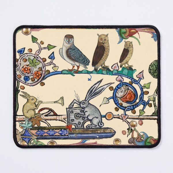 Item preview, WEIRD MEDIEVAL BESTIARY MAKING MUSIC, Three Owls And Concert of Rabbits designed and sold by BulganLumini.
