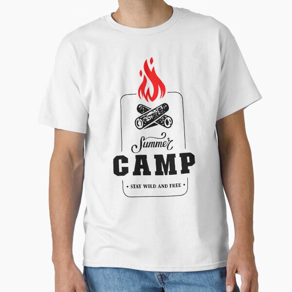 Item preview, Summer Camp Stay Wild and Free Camping Wildlife Born to Camp Forced To Work Dark Background Camping Campfire Summer Design designed and sold by activlifewear.