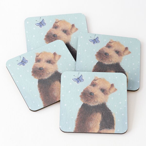 Item preview, Welsh Terrier with Common Blue butterfly designed and sold by sarahkeenan.
