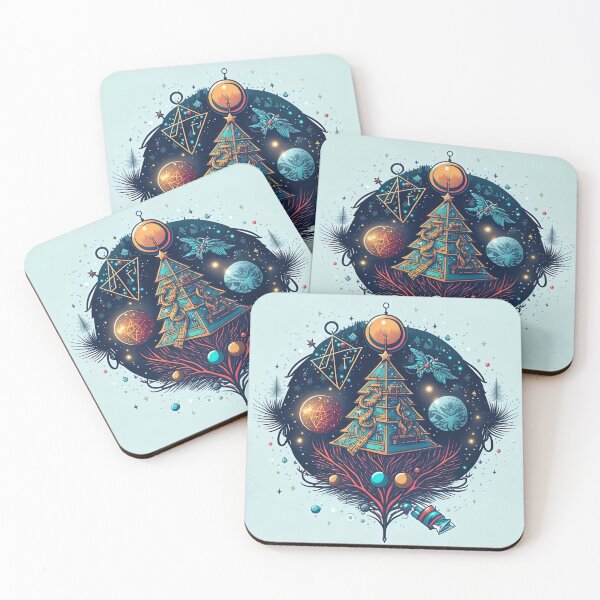 Item preview, Abstract Christmas Tree And Ornaments On Baby Blue Background designed and sold by StevenWhip.