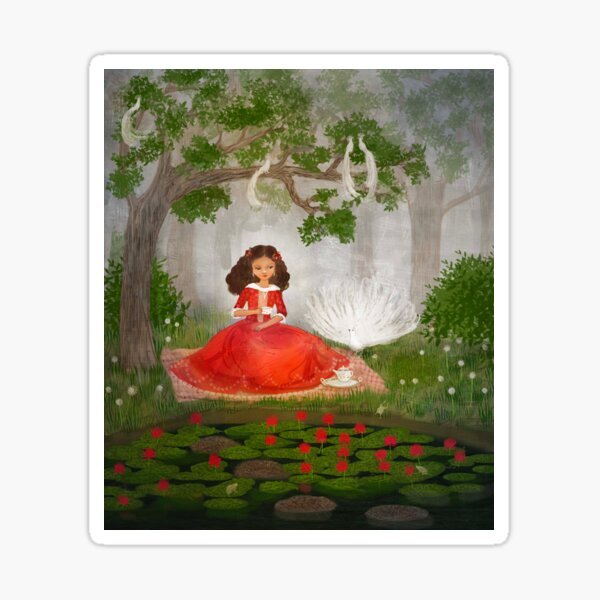 Princess and White Peacocks Sticker