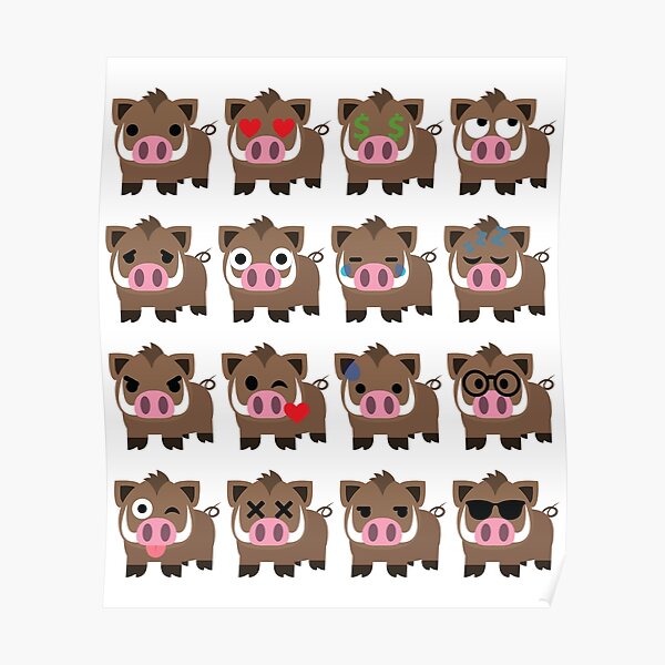 Wild boar Emoji Poster