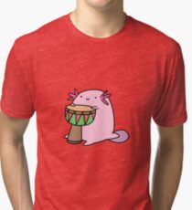 Axolotl Playing the Djembe Tri-blend T-Shirt