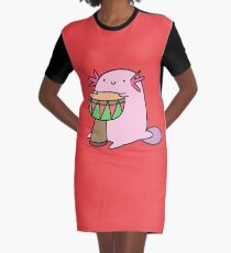 Axolotl Playing the Djembe Graphic T-Shirt Dress