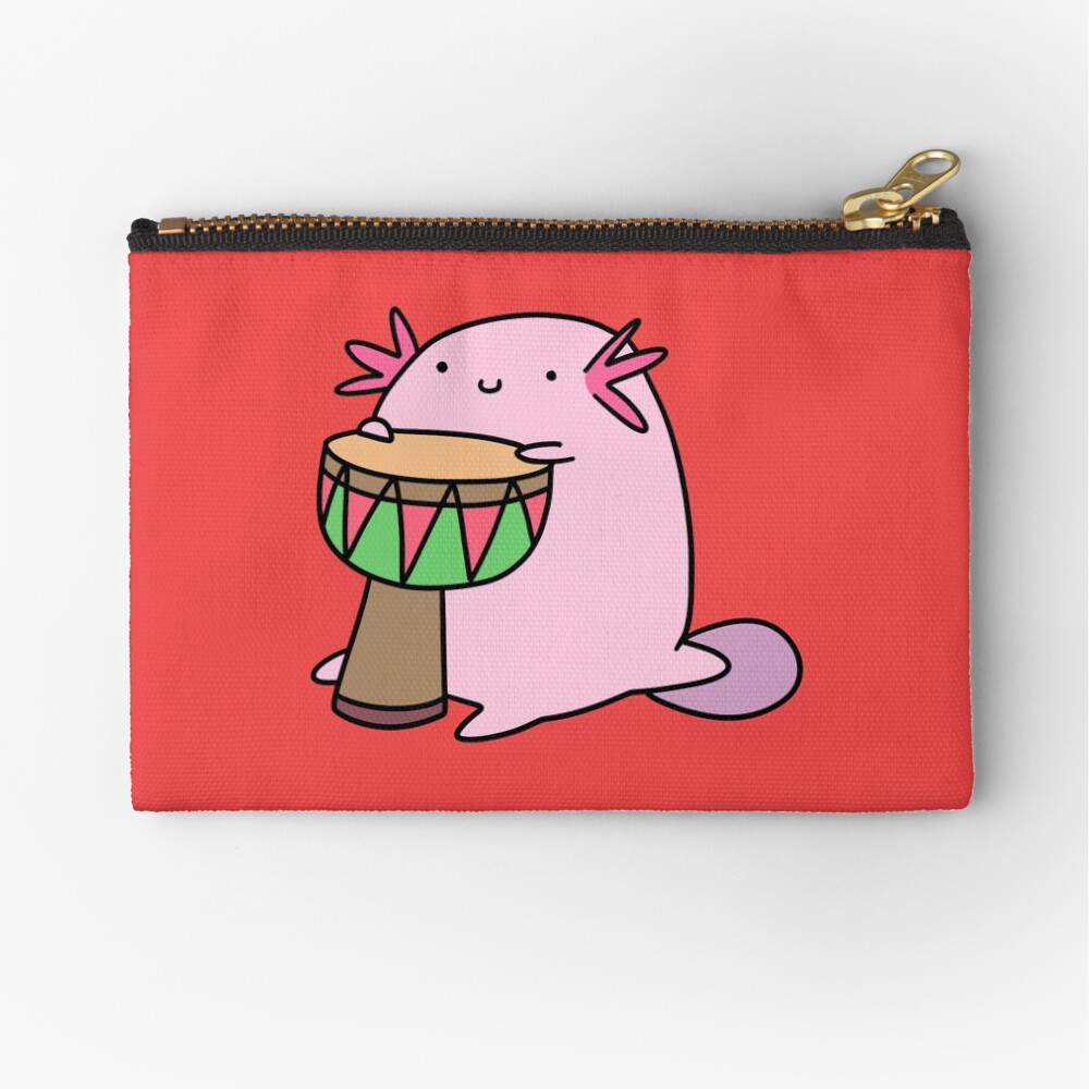 Axolotl Playing the Djembe Zipper Pouch