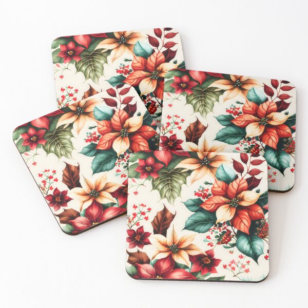 Item preview, Christmas Vintage Style Flowers Poinsettas designed and sold by ClairesPatterns.