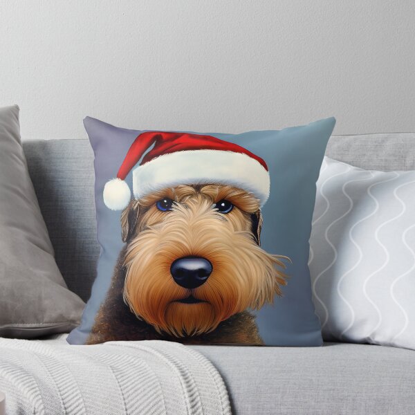 Item preview, Christmas Airedale Terrier Wearing A Santa Hat designed and sold by ZenEverAI.
