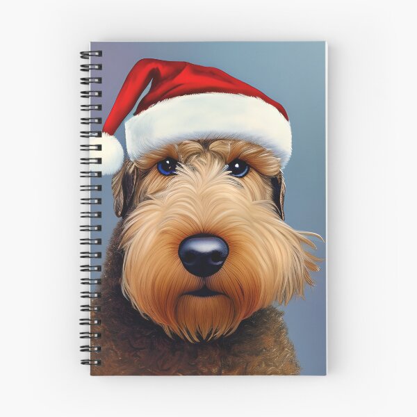 Item preview, Christmas Airedale Terrier Wearing A Santa Hat designed and sold by ZenEverAI.