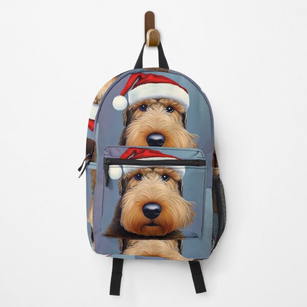 Item preview, Christmas Airedale Terrier Wearing A Santa Hat designed and sold by ZenEverAI.